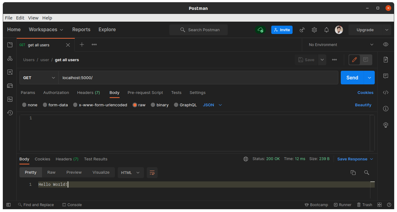 Postman window with the request URL field and HTTP method dropdown highlighted